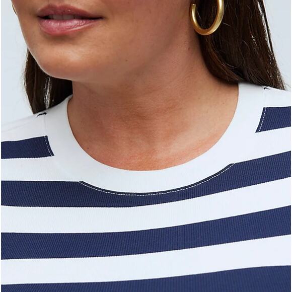 Madewell Supima Cotton Rib Tee Shirt Striped Nautical  Retro Classic XS NWT - Picture 2 of 9